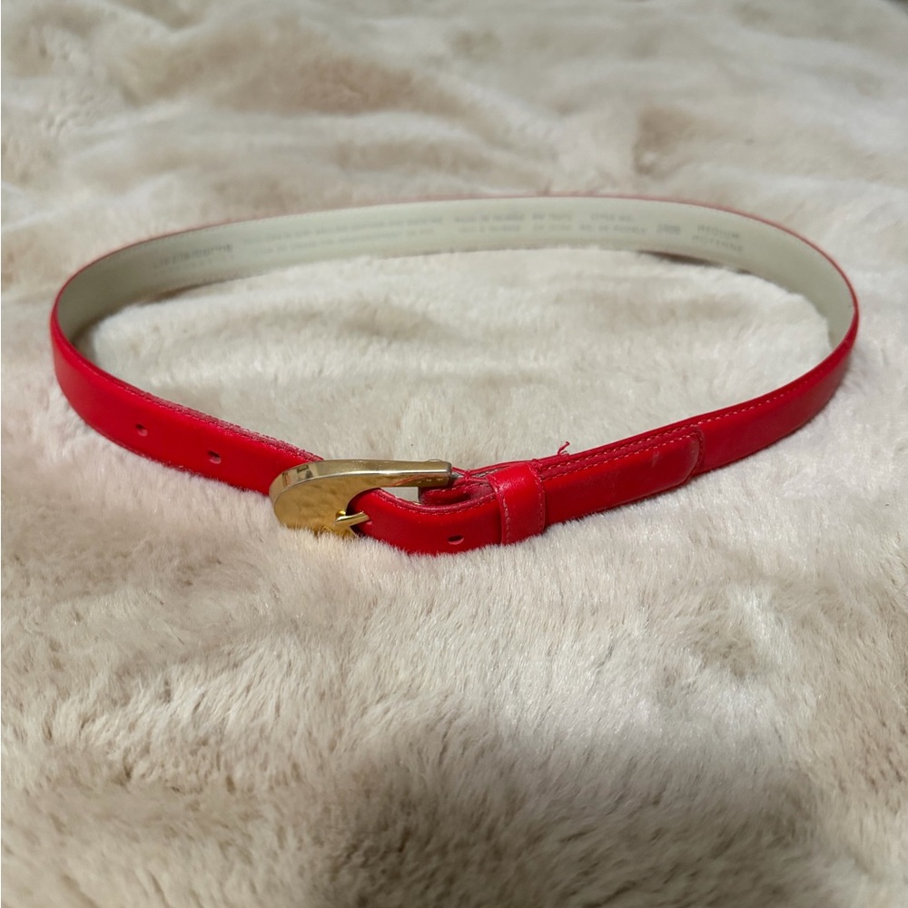 Liz Claiborne Red Belt with Gold Buckle M Vintage